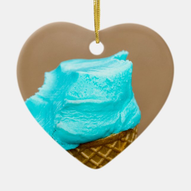 Ornamento De Cerâmica Sorvete com macro waffle (Frente)