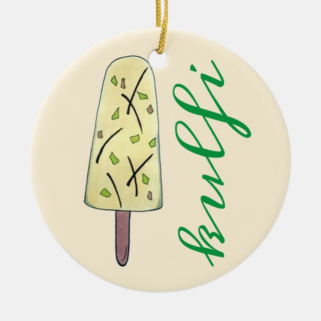 Ornamento De Cerâmica Sorvete de Comida índia Kulfi Qulfi congelado (Frente)
