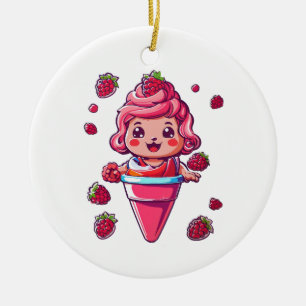 Ornamento De Cerâmica Sorvete de framboesa Kawaii