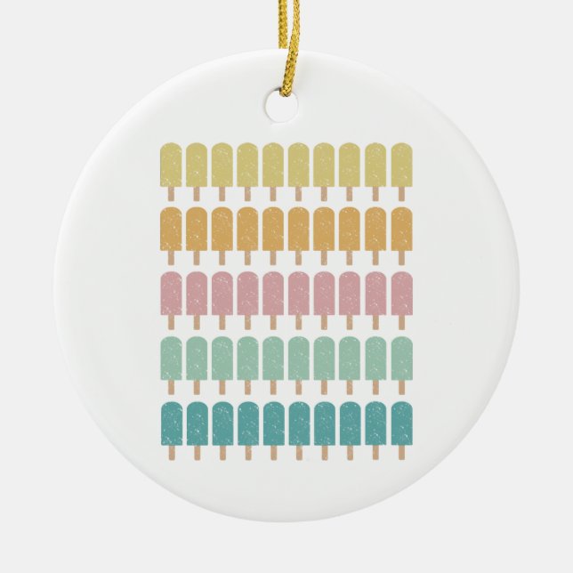 Ornamento De Cerâmica Sorvete de poços de popa Retro Summer Design (Frente)