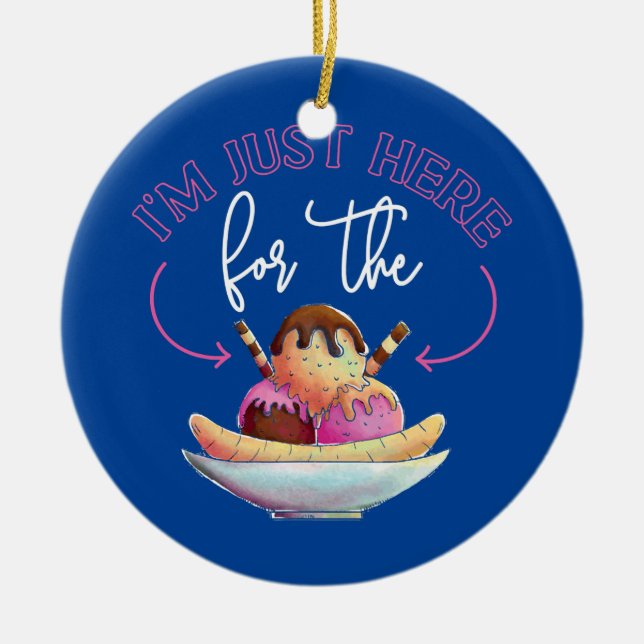 Ornamento De Cerâmica Sorvete estou aqui para o (Frente)