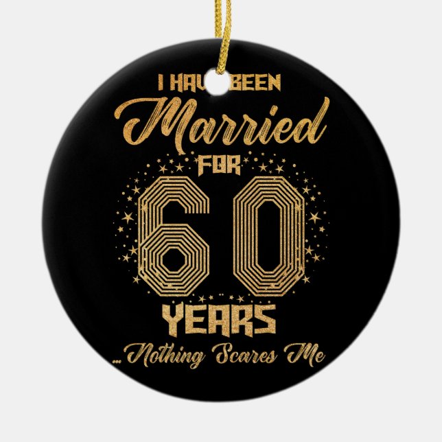 Ornamento De Cerâmica Sou casado há 60 anos, 60 anos, Anni, (Frente)