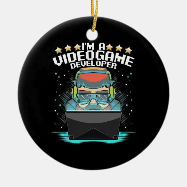 Ornamento De Cerâmica Sou Um Desenvolvedor De Jogo De Vídeo (Frente)