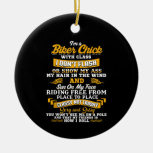 Ornamento De Cerâmica Sou um Presente de Pintinho Biker para Motociclist