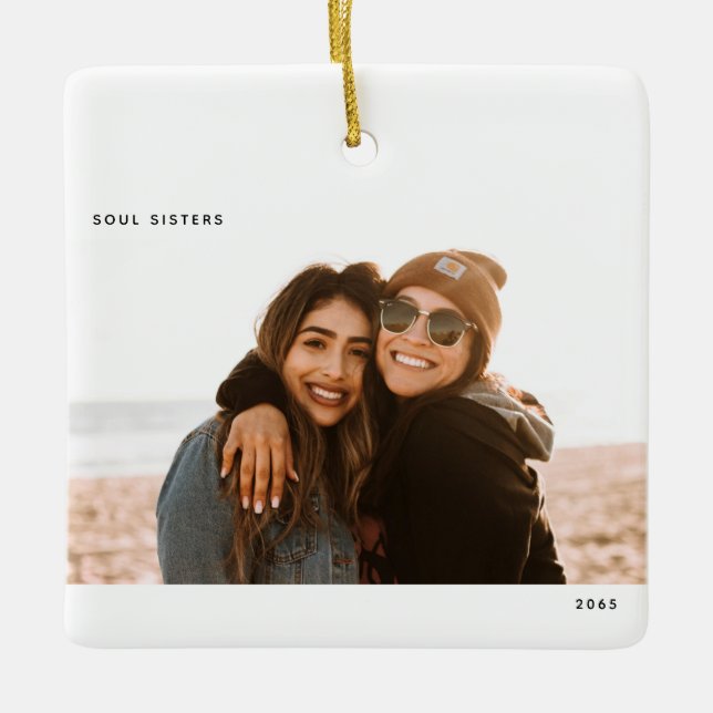 Ornamento De Cerâmica Soul Sisters Foto de Natal (Frente)
