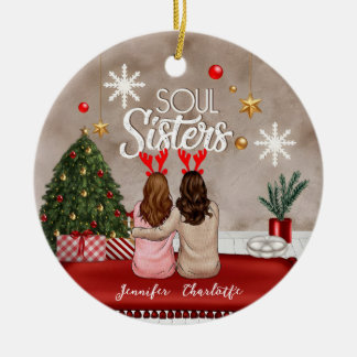 Ornamento De Cerâmica Soul Sisters Personalizaram Melhores Amigos Xmas
