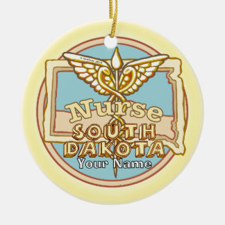 Ornamento De Cerâmica South Dakota Nurse Caduceus