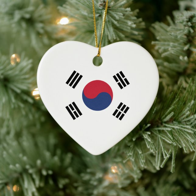 Ornamento De Cerâmica South Korea Flag Heart (Árvore)