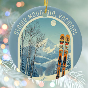 Ornamento De Cerâmica Souvenir de esqui da Montanha Stowe Vermont