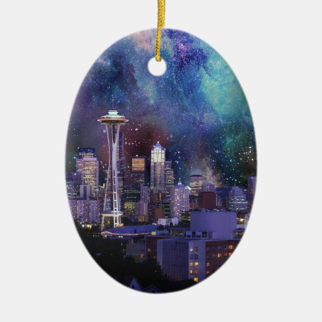 Ornamento De Cerâmica Spacey Seattle (Frente)