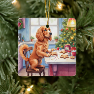 Ornamento De Cerâmica Spaniel Cocker Fofo de Natal Assando Biscoitos