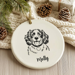 Ornamento De Cerâmica Spaniel de Natal Personalizado