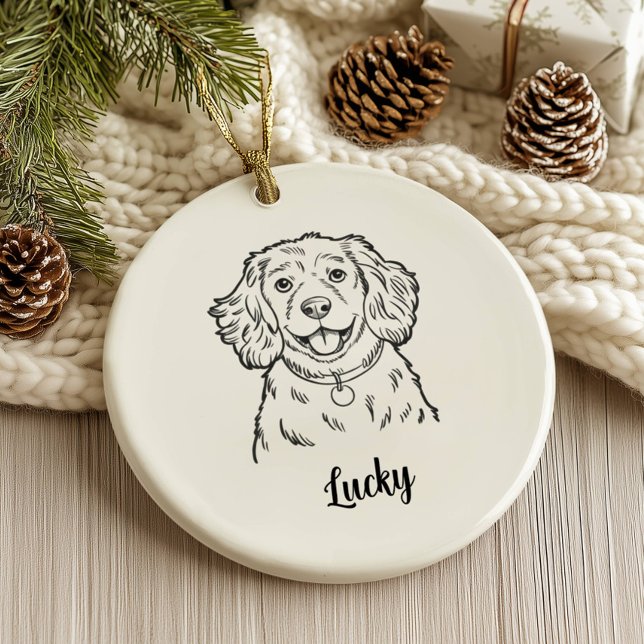 Ornamento De Cerâmica Spaniel de Natal Personalizado (Criador carregado)