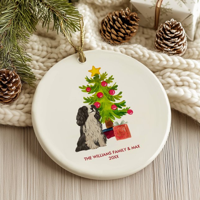 Ornamento De Cerâmica Spaniel Dog Personalizado Natal (Criador carregado)