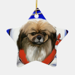 Ornamento De Cerâmica Spaniel Tibetano