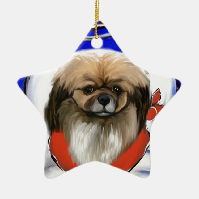 Ornamento De Cerâmica Spaniel Tibetano (Frente)