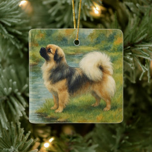 Ornamento De Cerâmica Spaniel Tibetano