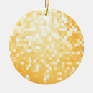 Ornamento De Cerâmica Sparkle de pixel do ouro