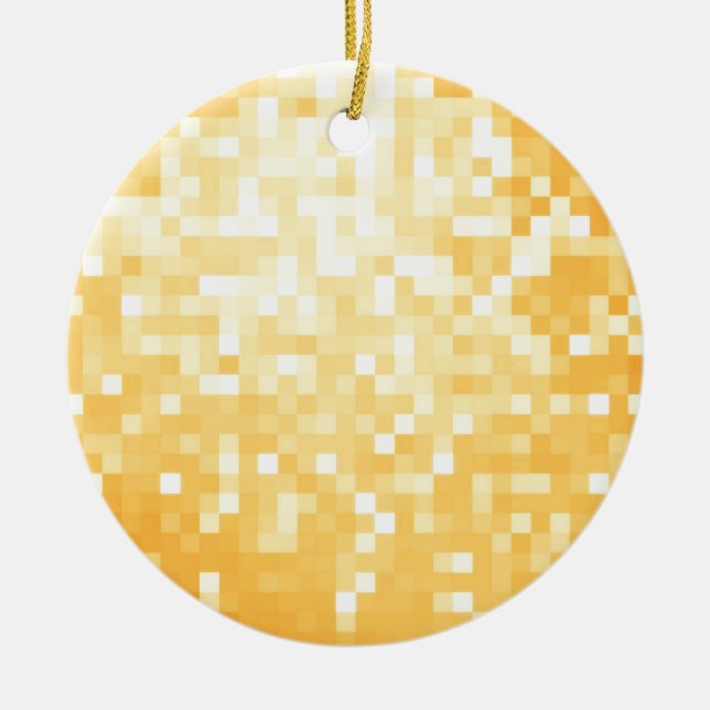 Ornamento De Cerâmica Sparkle de pixel do ouro (Frente)