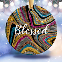 Sparkle Glam glittery Girly Marble Art