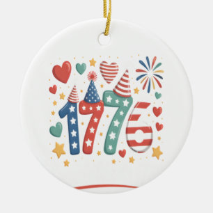 Ornamento De Cerâmica Sparkle Like It's 1776 4º de julho Fireworks