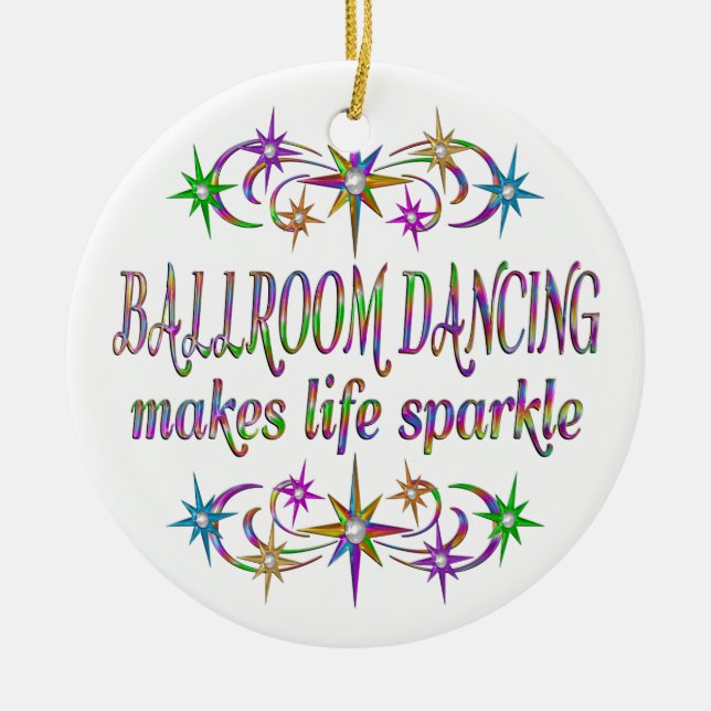 Ornamento De Cerâmica Sparkles da dança de salão de baile (Frente)