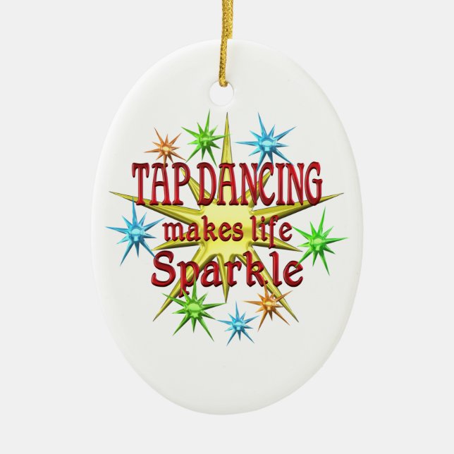 Ornamento De Cerâmica Sparkles da dança de torneira (Frente)