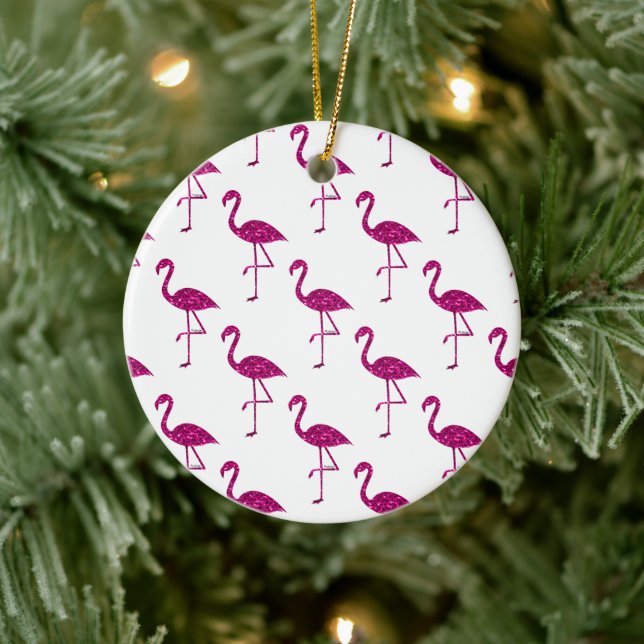 Ornamento De Cerâmica Sparkly flamingo Pink glitter sparkles pattern (Árvore)