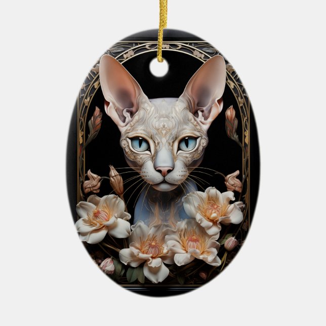Ornamento De Cerâmica Sphynx cat (Frente)