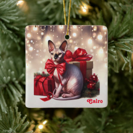 Ornamento De Cerâmica Sphynx Cat Natal