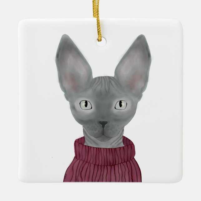 Ornamento De Cerâmica Sphynx Cat Ornament (Frente)