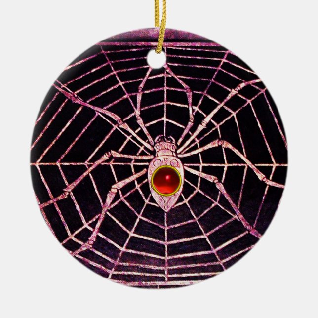 Ornamento De Cerâmica SPIDER E WEB Red Ruby Black (Frente)