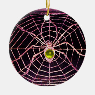 Ornamento De Cerâmica SPIDER E WEB Yellow Topaz Black
