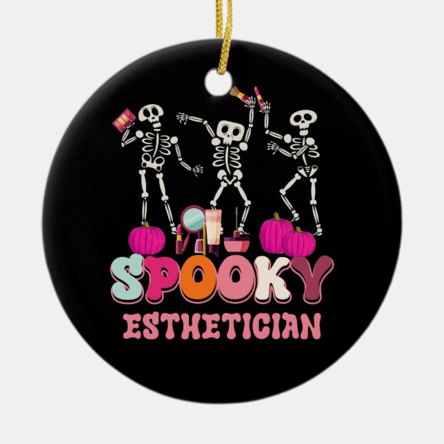 Ornamento De Cerâmica Spookan Esthetician Halloween Skeleton Therapi (Frente)