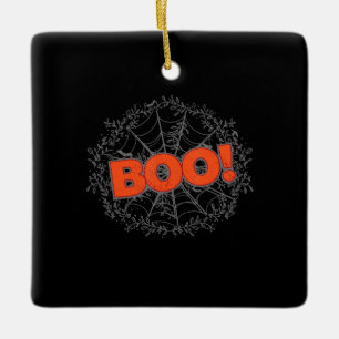 Ornamento De Cerâmica Spooky Halloween Spider Web Boo Idea