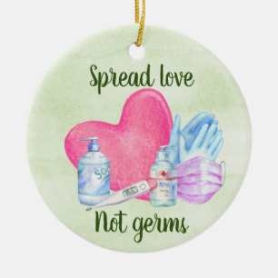 Ornamento De Cerâmica Spread Love Not Germs 2020 Covid Chritsmas