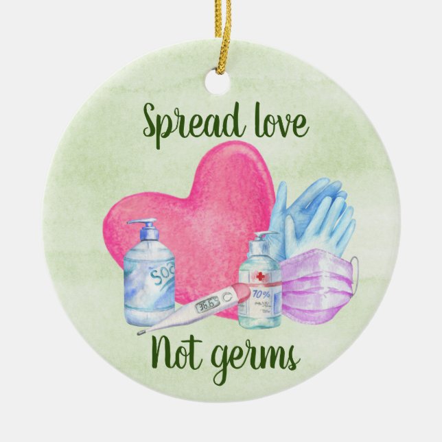 Ornamento De Cerâmica Spread Love Not Germs 2020 Covid Chritsmas (Frente)