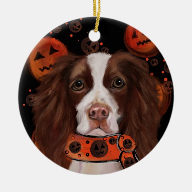Ornamento De Cerâmica Springer Spaniel Inglês        (Frente)