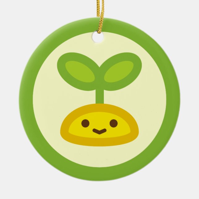 Ornamento De Cerâmica Sprout verde minúsculo (Frente)