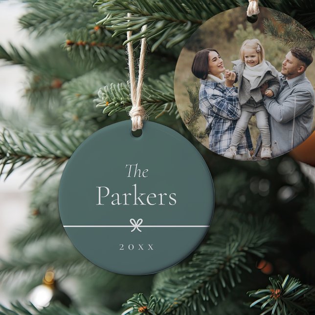 Ornamento De Cerâmica Spruce Green | Foto mínima simples do Arco (Criador carregado)