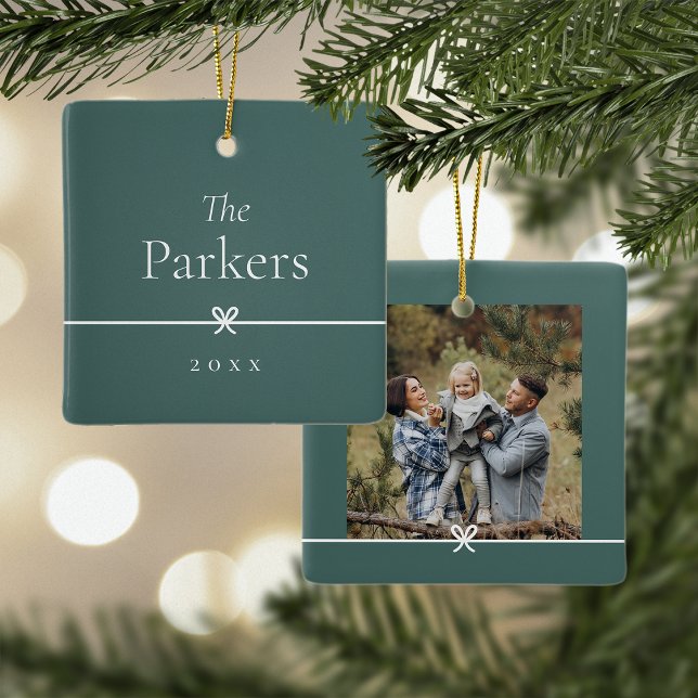 Ornamento De Cerâmica Spruce Green | Foto mínima simples do Arco (Criador carregado)