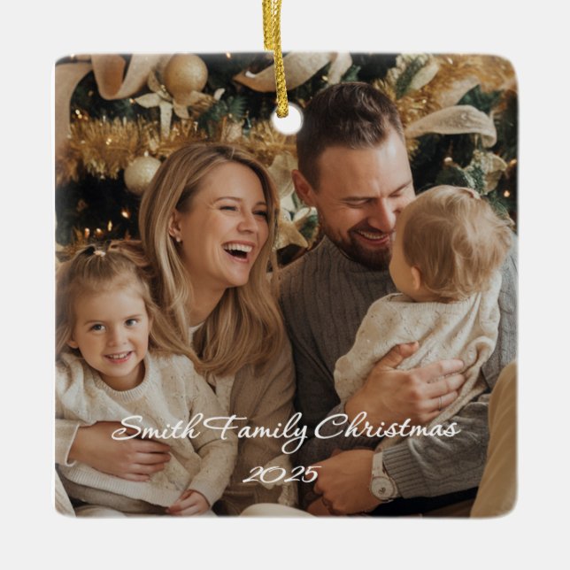 Ornamento De Cerâmica Square Ceramic Ornament (Frente)