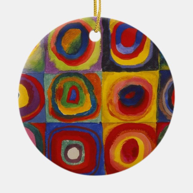 Ornamento De Cerâmica Squares With Concentric Circles (Frente)
