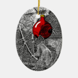 Ornamento De Cerâmica Squirrel in Christmas Tree Ornament