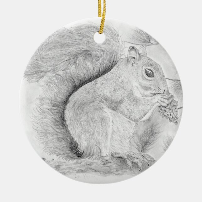 Ornamento De Cerâmica Squirrel Nibling a Snack (Frente)