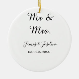 Ornamento De Cerâmica Sr. e Sra. adicione o nome est. Casal de casamento