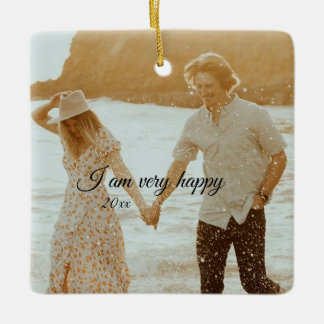 Ornamento De Cerâmica Sr. e Sra. Photo, nosso primeiro Natal