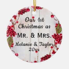 Ornamento De Cerâmica Sr. e Sra. Photo, rua Rustic de Natal