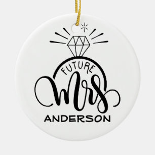 Ornamento De Cerâmica SRA. futura - presente personalizado do noivado