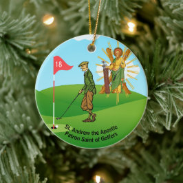 Ornamento De Cerâmica SS. Andrew & Jude com 2 Golfistas Masculinos